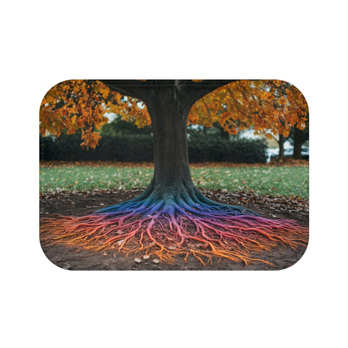 Binary Tree with Rainbow Roots — Memory Foam Bath Mat — Top-Down Memory Foam Bath Mat View