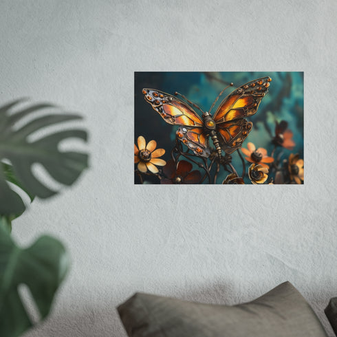 Bio-Mechanical Butterfly Metal Flowers Poster