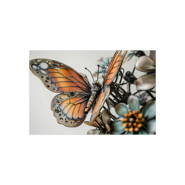 Bio-mechanical Butterfly on Metal Flowers