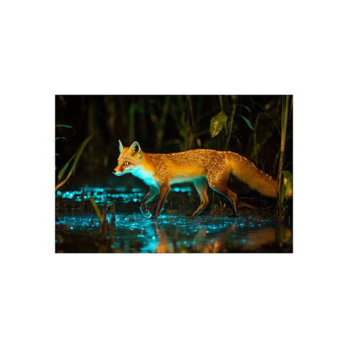 "Bioluminescent Fox Glows in Swamp"