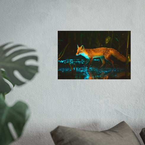 Bioluminescent Fox Glows in Swamp
