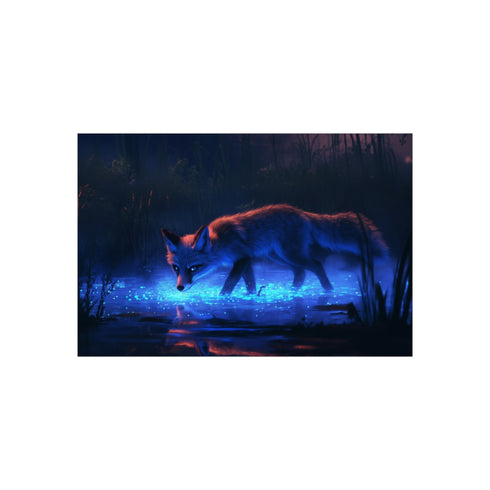 Bioluminescent Fox Swamp Nature Scene