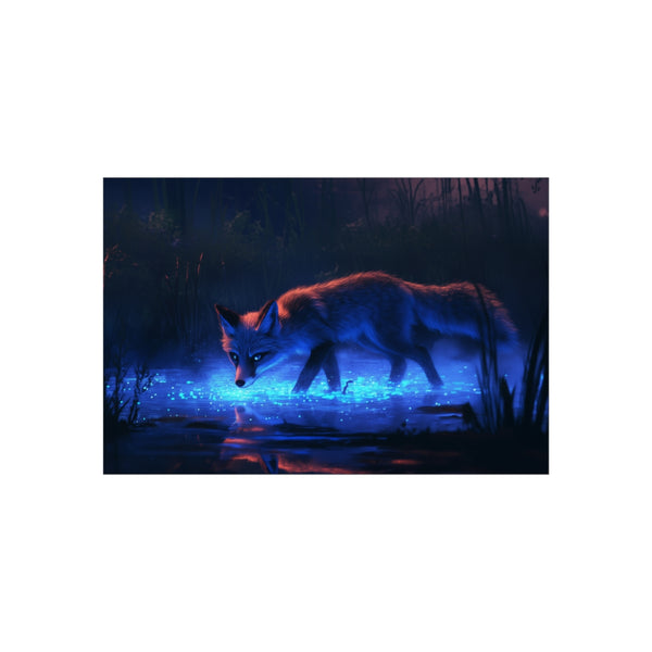 Bioluminescent Fox Swamp Nature Scene