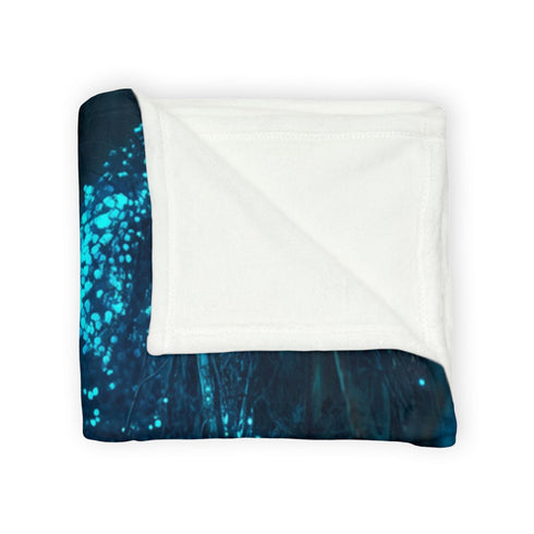 Bioluminescent Vines on a Ghost Bridge Plush Fleece Throw Blanket