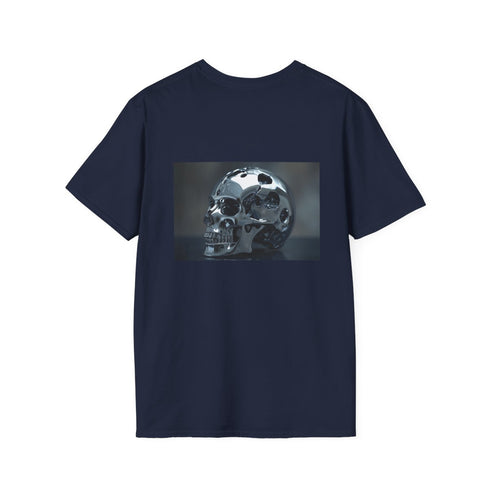 Biomechanical Chrome Skull T-Shirt Design