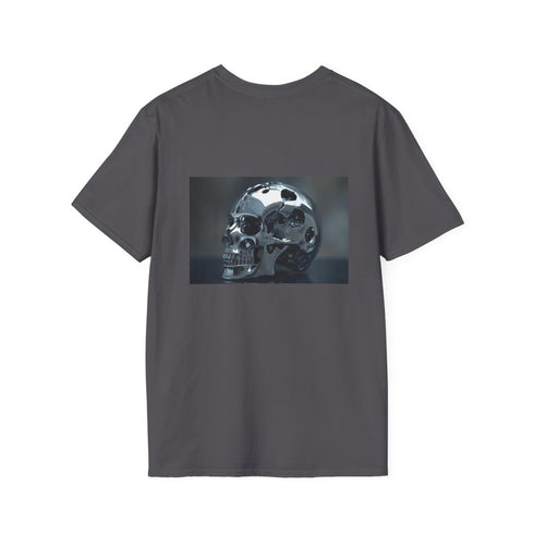 Biomechanical Chrome Skull T-Shirt Design