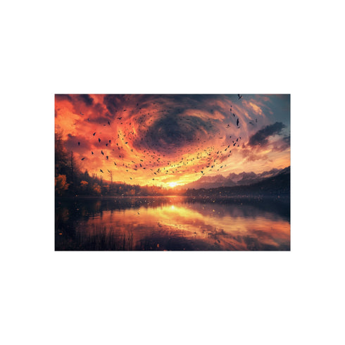 Birds Vortex Above Crystal Lake.