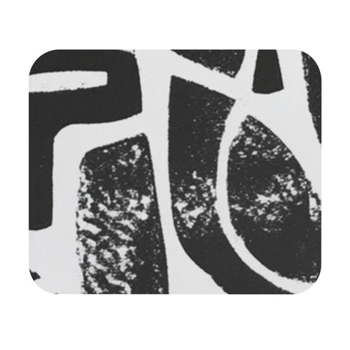 Black Abstract Linocut Mouse Pad