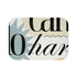 Black Beige Blue Abstract Typographic Luxury Memory Foam Bath Mat - Top View