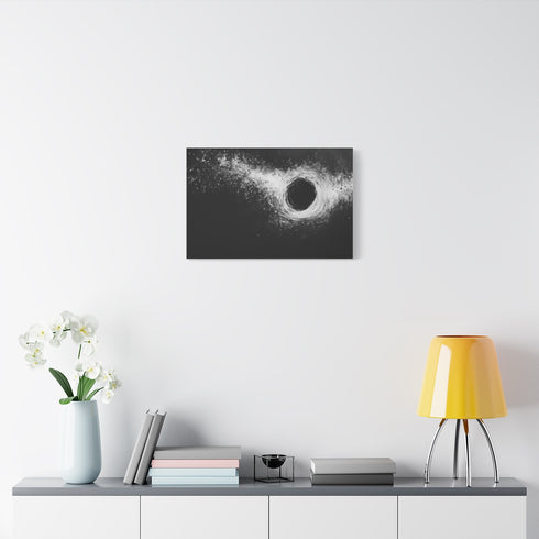 Black Hole Pulling in Stardust (Edition IV) — 24×16 Canvas Wall Art — Living Room Wall Lifestyle View