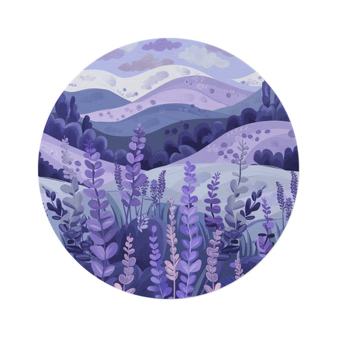 "Blissful Lavender Fields Round Rug"