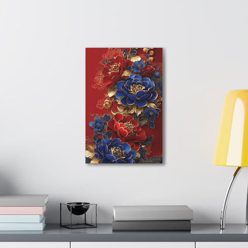 Vibrant canvas print featuring symbolic red envelope with snake design.