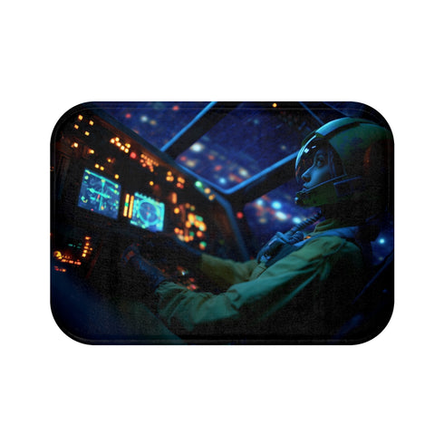 "Blue Patterned Bath Mat Under"