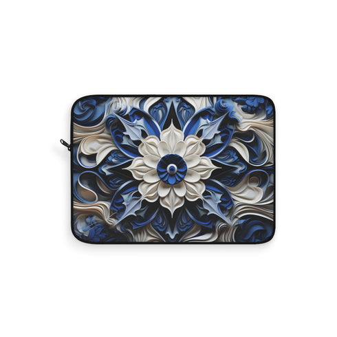 "Blue Porcelain Laptop Sleeve: Luxurious Protection"