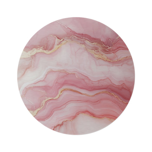"Blush Marble Wave Round Rug"