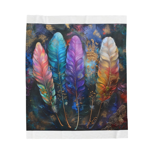 "Bohemian Feather Dream Plush Blanket"