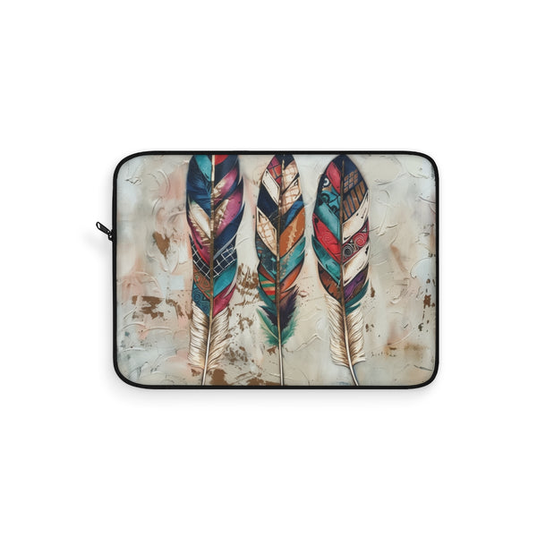 "Bohemian Feather Laptop Sleeve: Travel in Style"