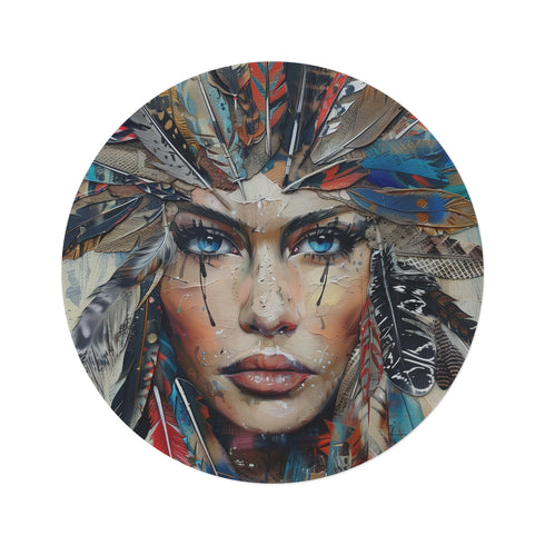 "Bohemian Feather Round Rug: Free-Spirited Décor"