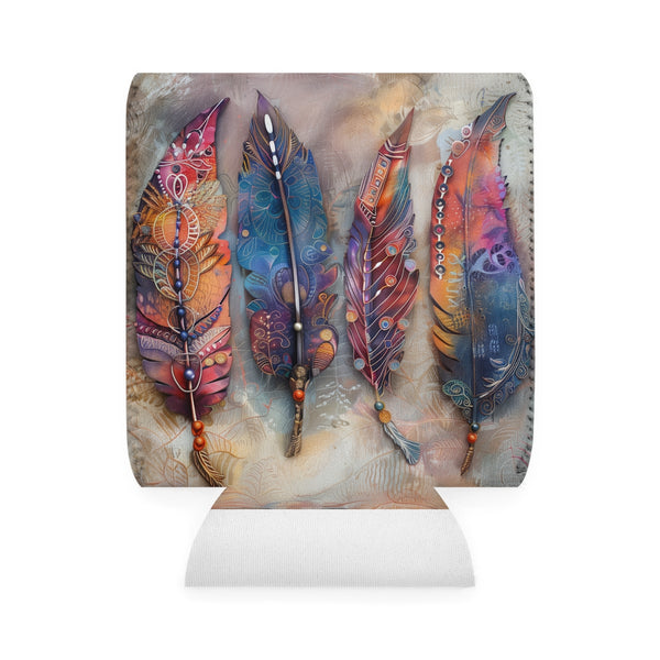 Bohemian Feathered Can Cooler