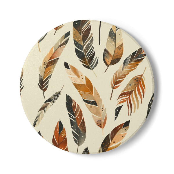 Boho Feather Coaster Set: Stylish and Chic!