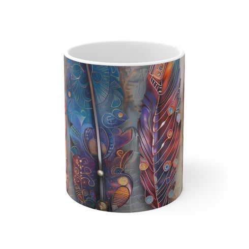 "Boho Feather Coffee Mug: Reconnect"