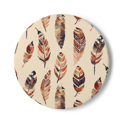 Boho Feather Haven Ceramic Coaster