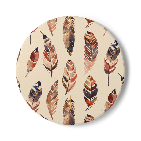 Boho Feather Haven Ceramic Coaster