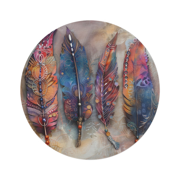 Boho Feather Round Rug: Bohemian Chic
