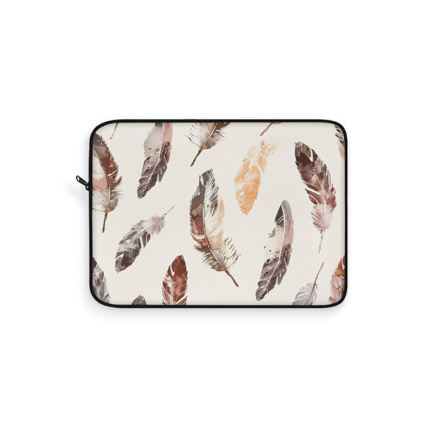 "Boho Feathers Laptop Sleeve: Free-Spirited Protection"