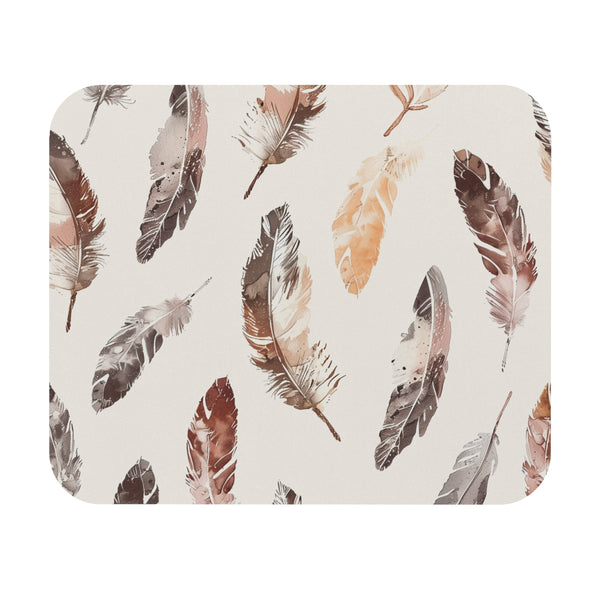 Boho Feathers Mouse Pad Stylish Chic and Unique