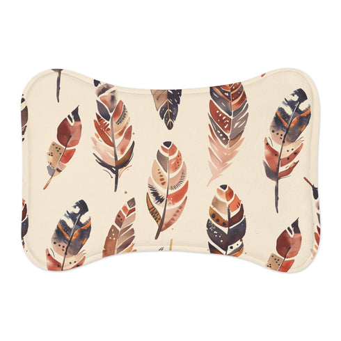 Boho Feathers Pet Feeding Mat