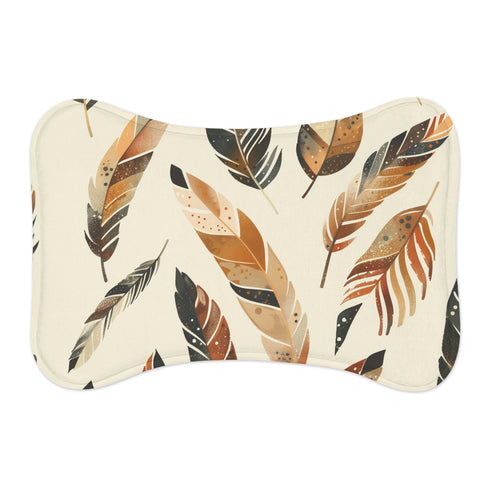 Boho Feathers Pet Mat: Stylish & Bohemian