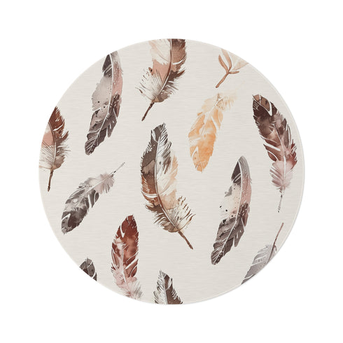 "Boho Feathers Round Rug Paradise"