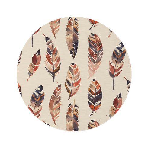 "Boho Feathers Round Rug"