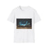 Book Pages Turning Into Constellations Graphic Unisex Softstyle T-Shirt - Front View