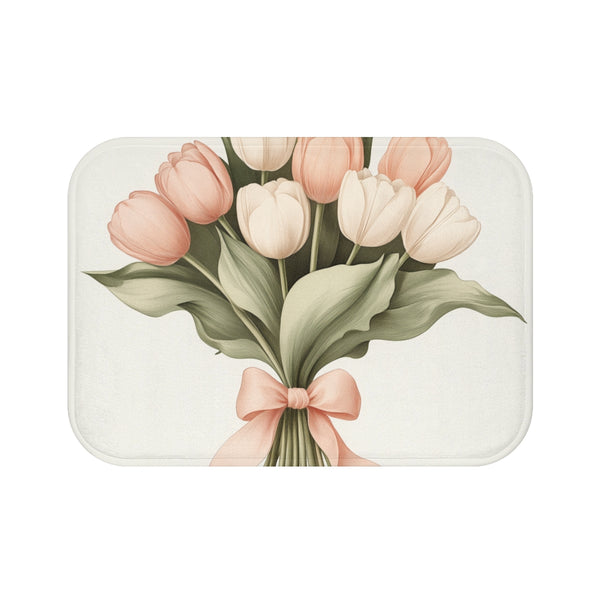 "Botanical Bliss Tulip Bath Mat"