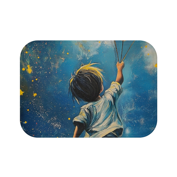 Boy Flies to the Stars (Edition II) — Memory Foam Bath Mat — Top-Down Memory Foam Bath Mat View