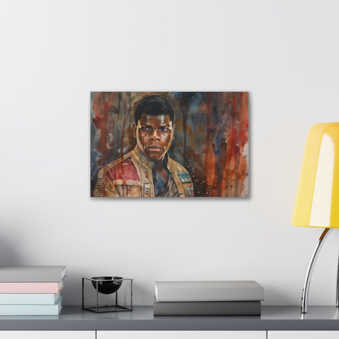 Brave Warrior Finn canvas, Star Wars defender, 18"x12", home decor.
