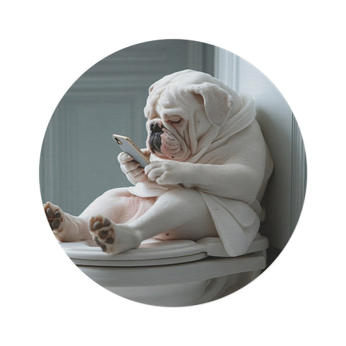 "Bulldog Slumber Round Rug"