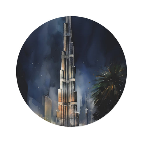 "Burj Khalifa Night Watercolor Rug"