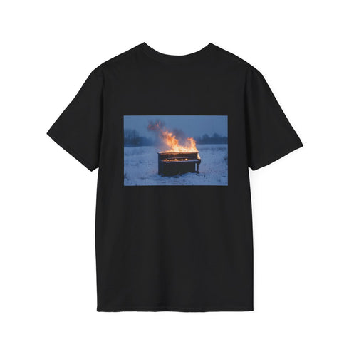 Burning Piano Snowstorm Graphic T-Shirt