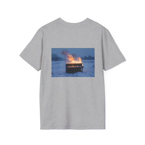 Burning Piano Snowstorm Graphic T-Shirt