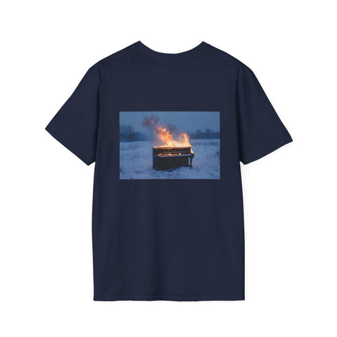 Burning Piano Snowstorm Graphic T-Shirt