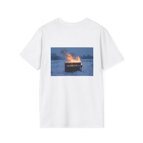 Burning Piano Snowstorm Graphic T-Shirt