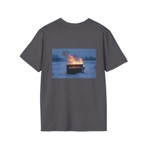 Burning Piano Snowstorm Graphic T-Shirt