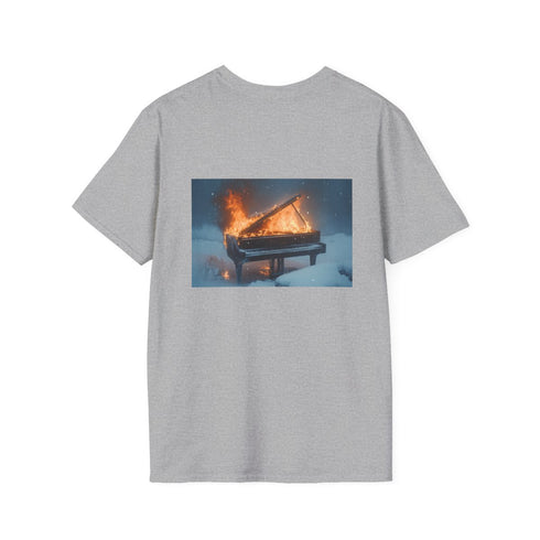 Burning Piano Snowstorm T-Shirt Design