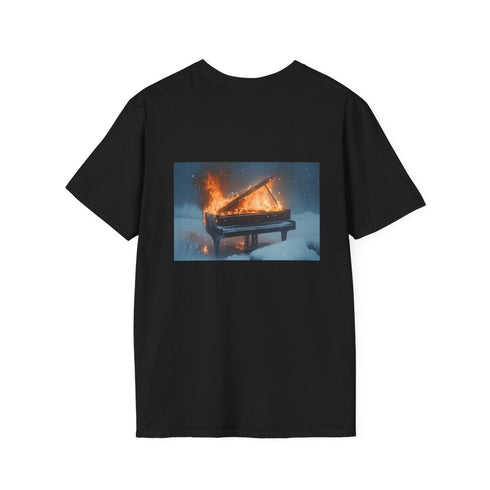 Burning Piano Snowstorm T-Shirt Design
