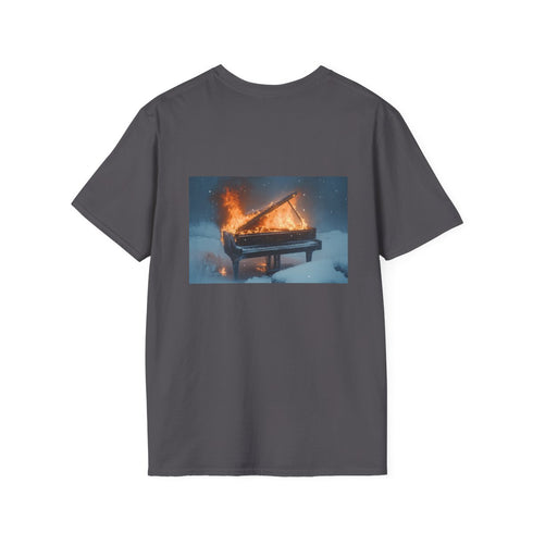 Burning Piano Snowstorm T-Shirt Design