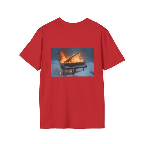 Burning Piano Snowstorm T-Shirt Design