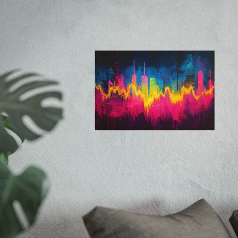 Buy Neon Soundwave Skyline Poster